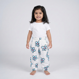 WHITE BIG FLOWERS PRINT JOGGER PANTS TROUSER FOR WINTERS