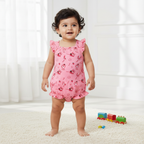 BABY PINK BEAR LOTSO PRINT WITH BAND ROMPER FOR GIRLS