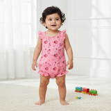 BABY PINK BEAR LOTSO PRINT WITH BAND ROMPER FOR GIRLS