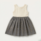 White With Blue Stars Frock For Girls ( Minor Defection )