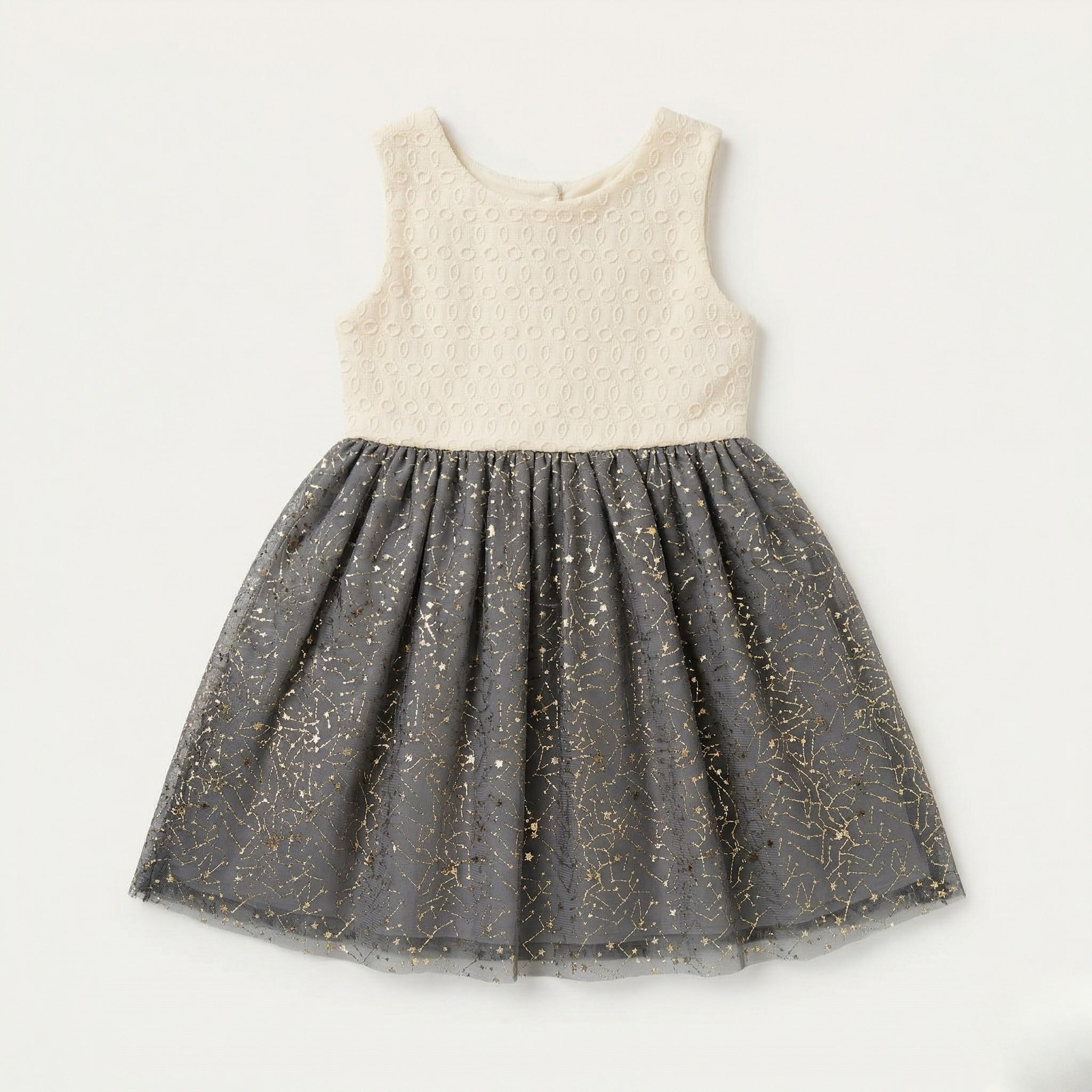 White With Blue Stars Frock For Girls ( Minor Defection )
