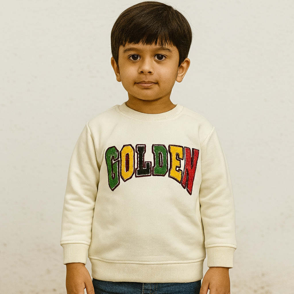 Cream Golden Terry Fabric Sweatshirt