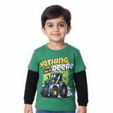 GREEN WITH BLACK SLEEVES "NOTHING RUNS LIKE A DEERE" PRINTED FULL SLEEVES T-SHIRT