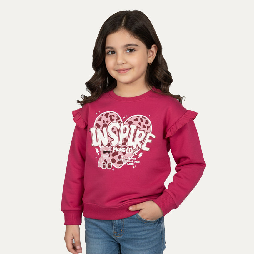Pink Inspire Print Fleece Fabric Sweatshirt Main image