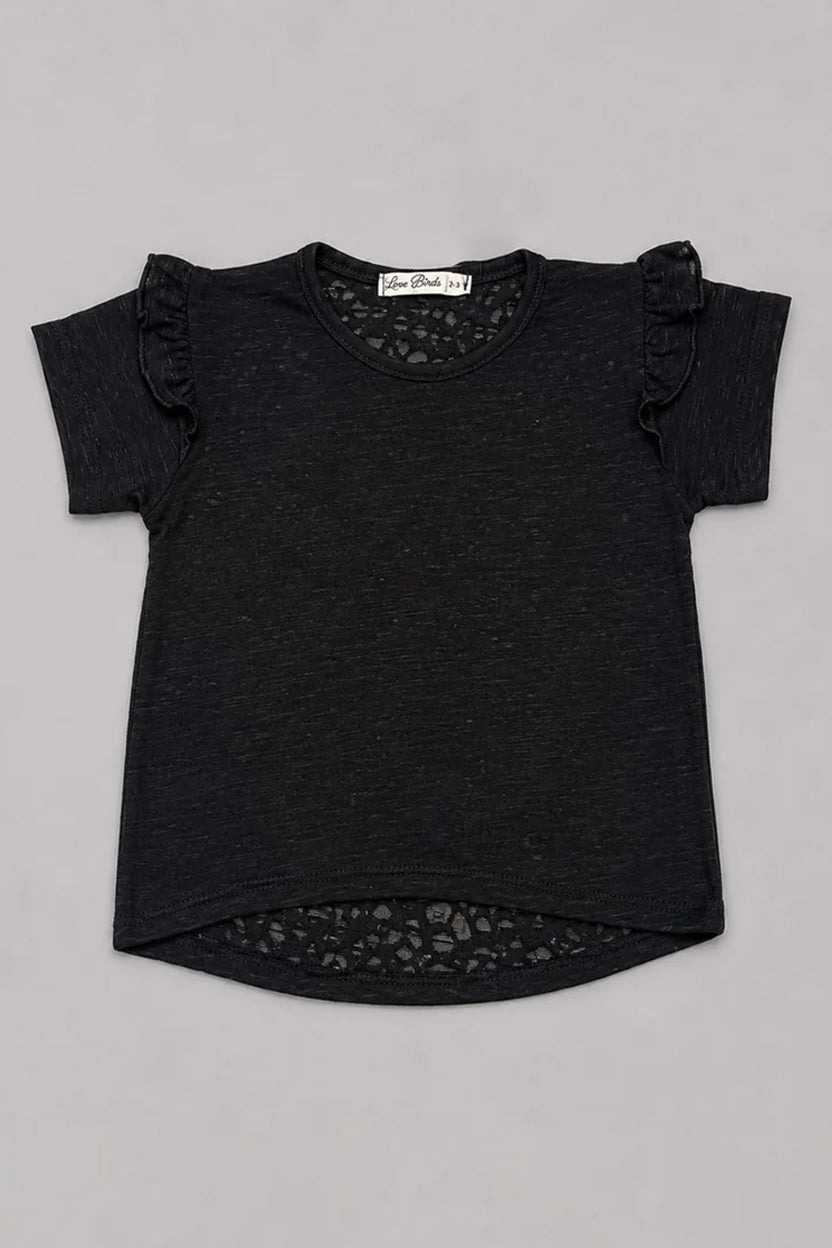 Black Burnout T-shirt Top For Girls Main image