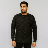 Black Pattern Sweatshirt For Mens
