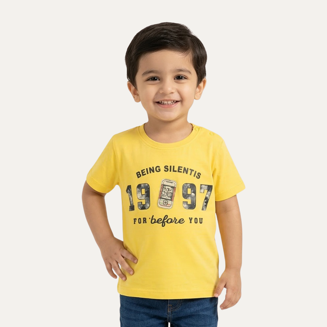 Yellow 1997 Print Half Sleeves T-Shirt For Boys Main image