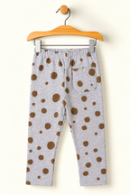 GREY WITH GREEN POLKA DOT WITH POCKET RIBBED FABRIC PAJAMA TROUSER