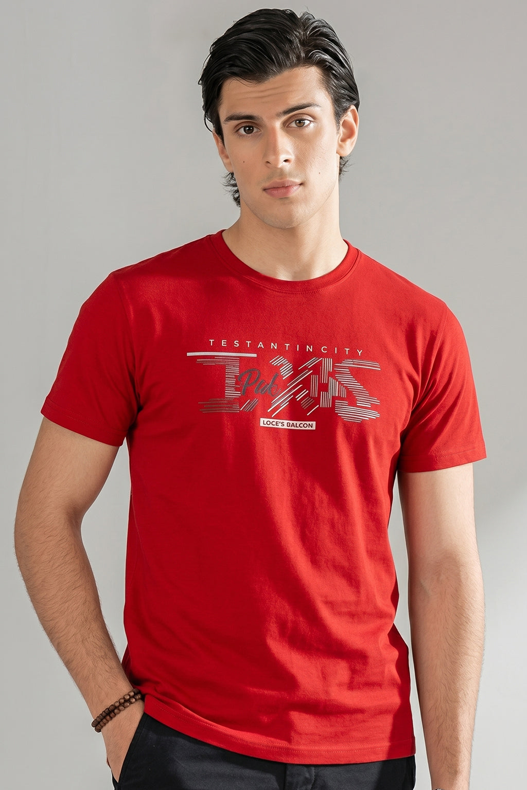 Orange "TXS" Print T-Shirt For Men
