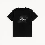 BLACK "R ROGER" PRINT T-SHIRT FOR MEN
