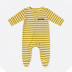 Cream With Green Panda Stripes Romper For Winters
