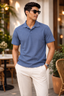 Blue Jonny Colar Flexora Silk Relax Fit Polo