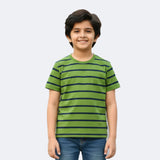 GREEN WITH BLUE STRIPES HALF SLEEVES T-SHIRT FOR BOYS