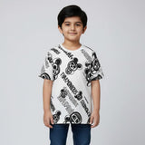 WHITE HARMONIOUS PRINT HALF SLEEVES T-SHIRT FOR BOYS
