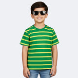 GREEN WITH YELLOW STRIPES HALF SLEEVES T-SHIRT FOR BOYS