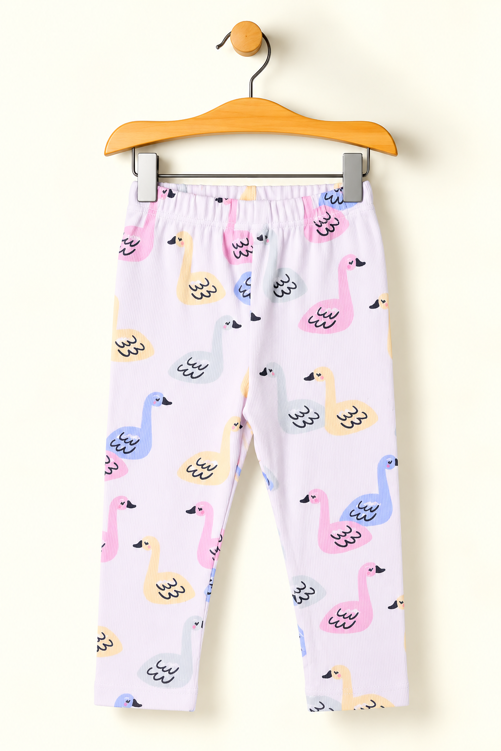 WHITE DUCKS PRINTED RIBBED FABRIC PAJAMA TROUSER