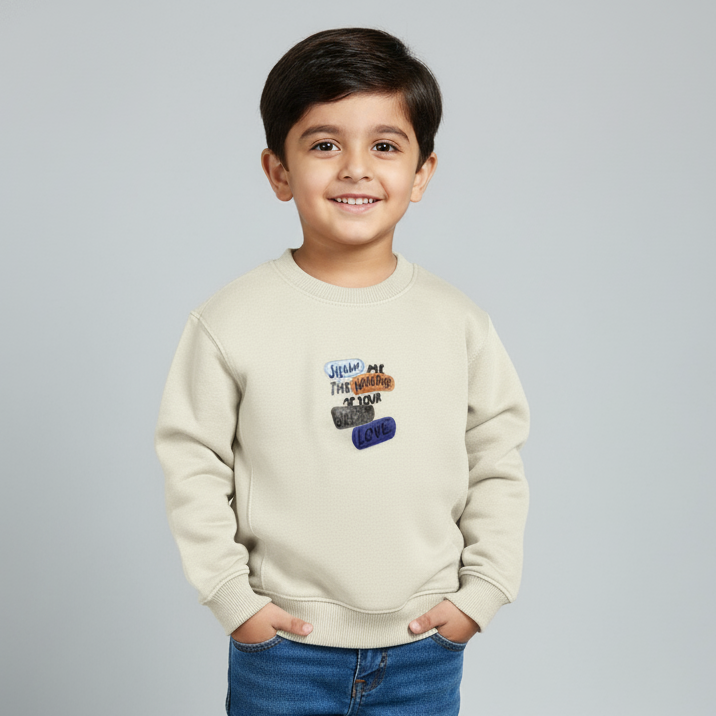 Cream Show Love Fleece Fabric Sweatshirt Main image
