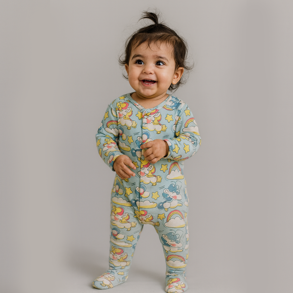 Blue Unicorn Print Romper For Winters Main image