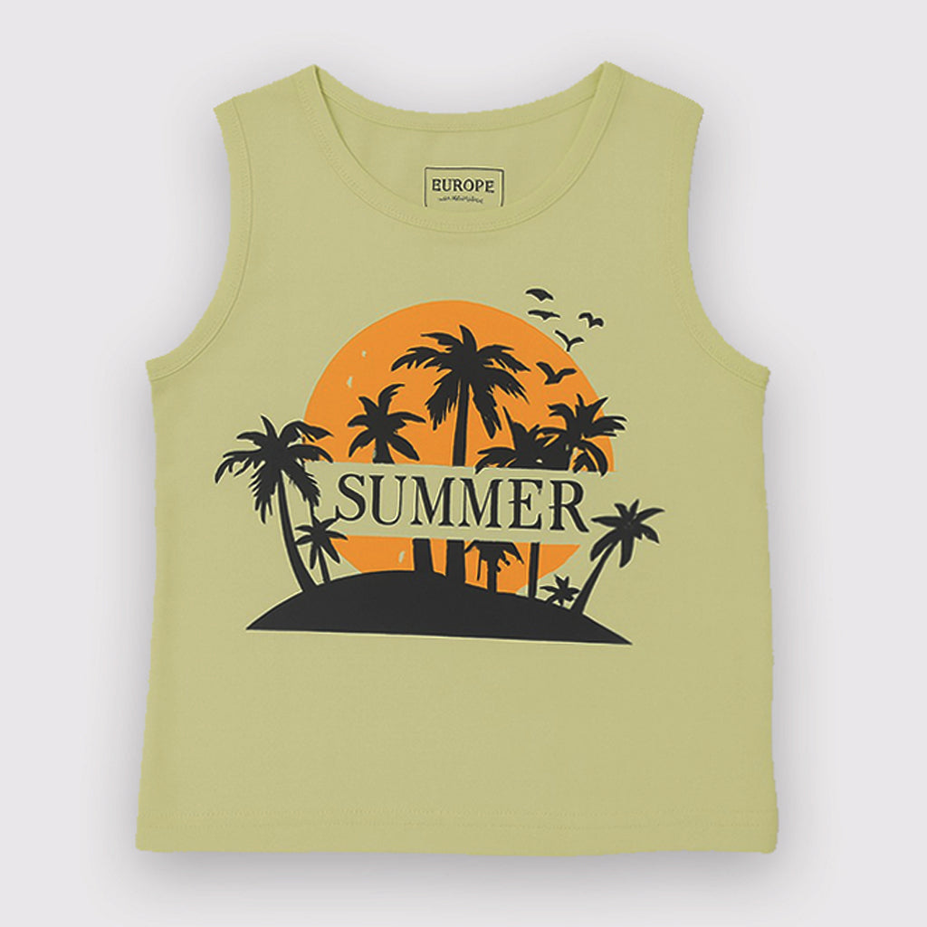 YELLOW SUMMER TREES PRINT SANDO FOR BOYS Main image