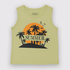 YELLOW SUMMER TREES PRINT SANDO FOR BOYS