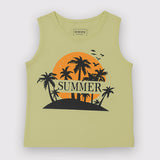 YELLOW SUMMER TREES PRINT SANDO FOR BOYS