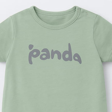 LIGHT GREEN PANDA PRINT HALF BODY ROMPER