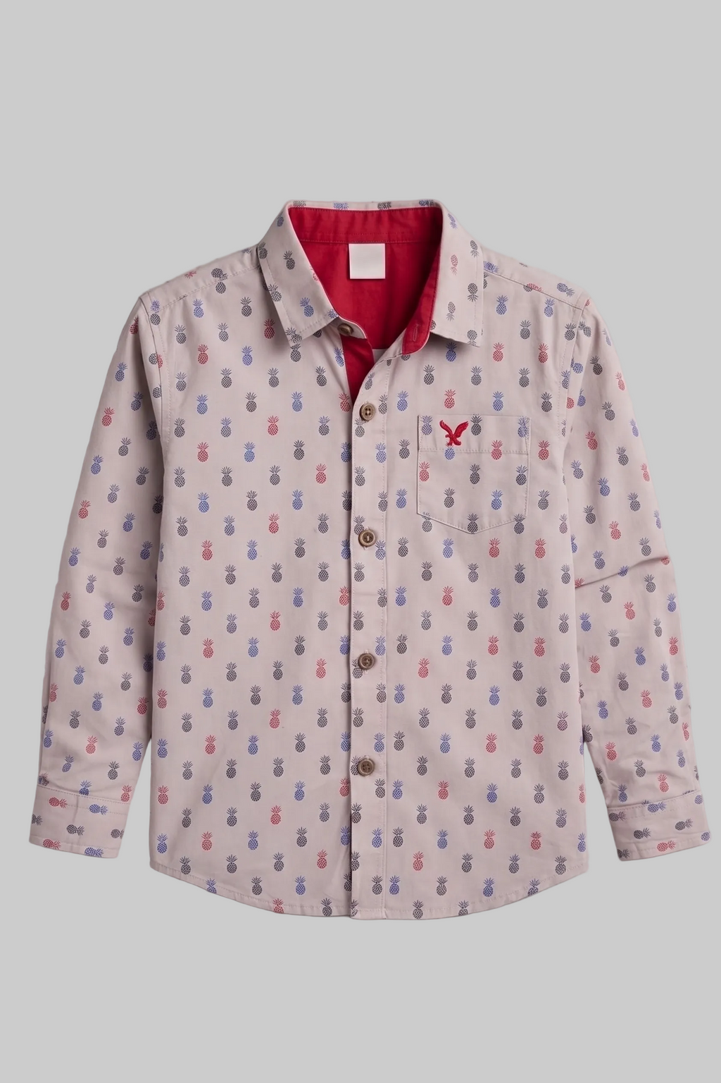 Light Purple PineApple Print Full Sleeves Casual Shirt