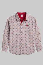 Light Purple PineApple Print Full Sleeves Casual Shirt