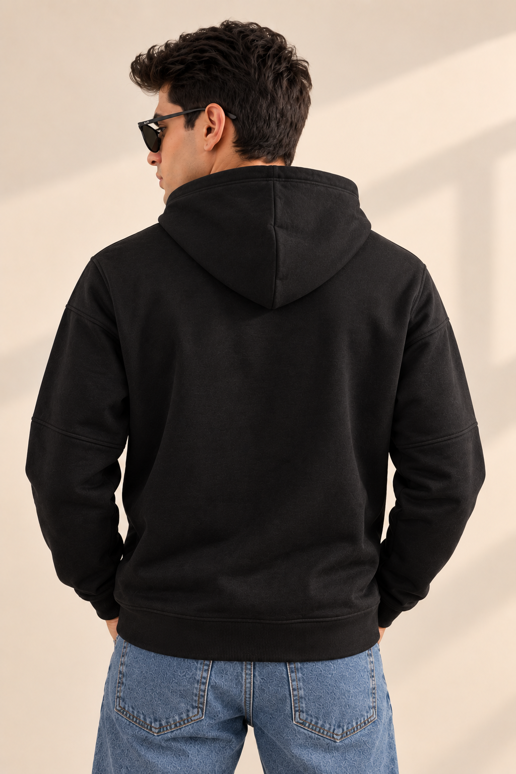 Black Half Zip Luxe Fleece Hoodie
