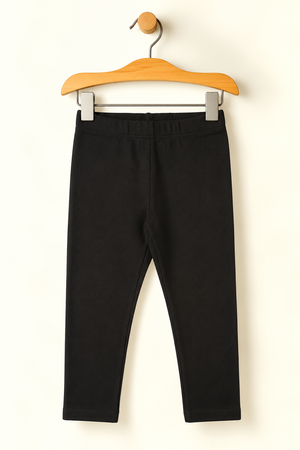 BLACK PLAIN NARROW HEAVY RIBBED FABRIC TROUSER PAJAMA