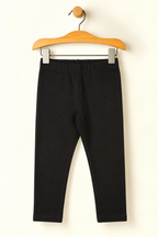 BLACK PLAIN NARROW HEAVY RIBBED FABRIC TROUSER PAJAMA