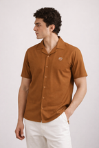 Dark Brown-Premium Quality Half Sleeves Casual Shirt For Men