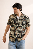 Camoufalge Printed Linen Casual Sshirt For Men