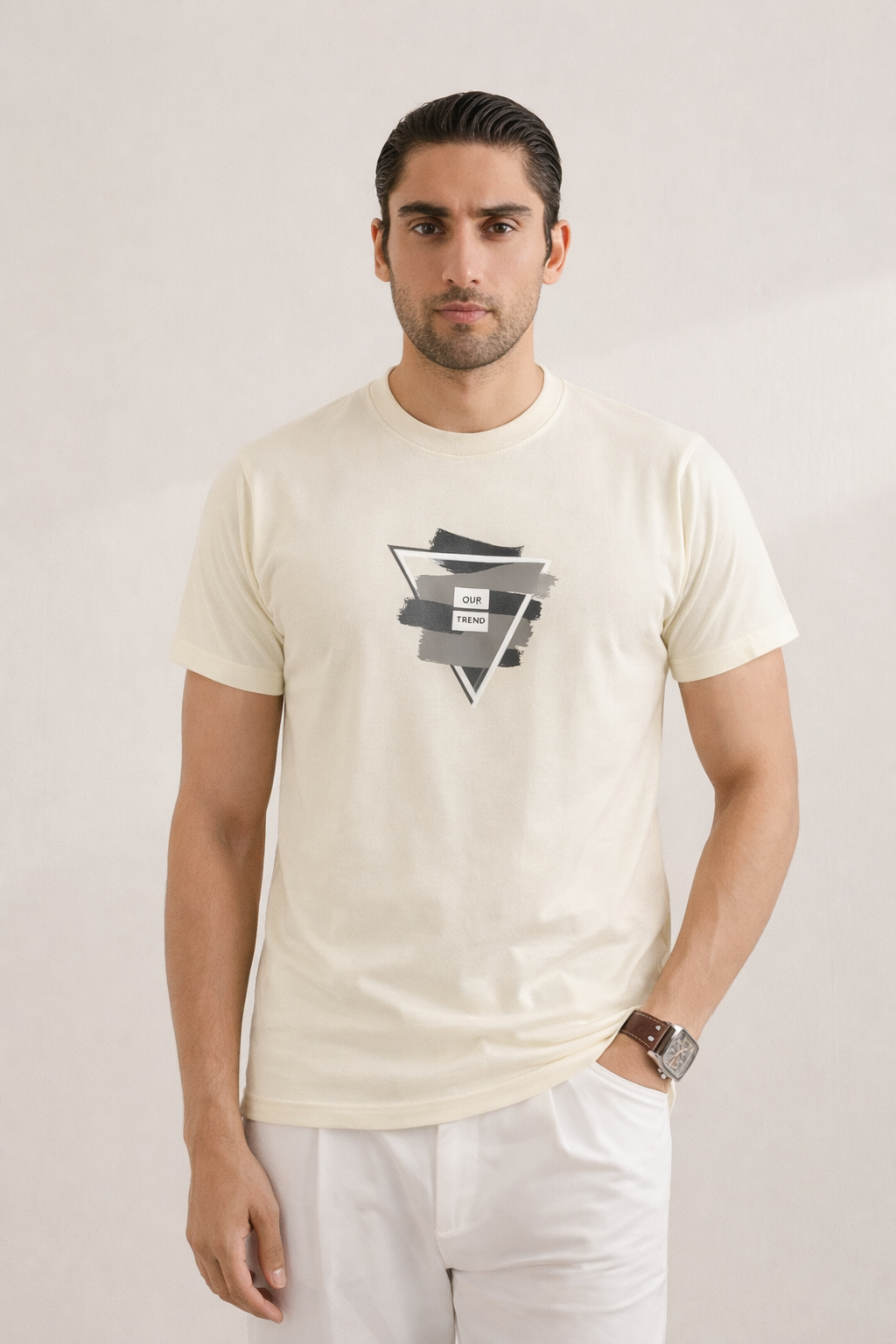 CREAM "WEAR YOUR PASSION" PRINT T-SHIRT FOR MEN