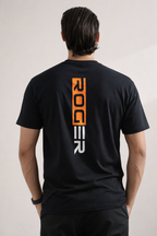 BLACK "ROGER" PRINT T-SHIRT FOR MEN