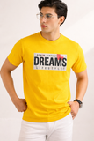 Yellow "Dreams" Print T-Shirt For Men