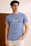 BLUE "VICTORY" PRINT T-SHIRT FOR MEN