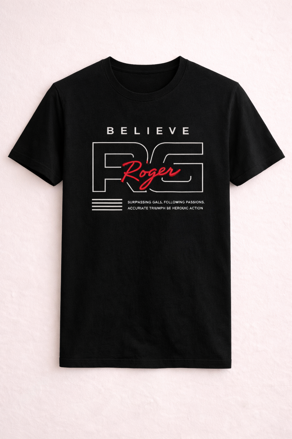 BLACK "BELIEVE ROGER" PRINT T-SHIRT FOR MEN Secondary image
