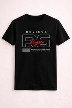 BLACK "BELIEVE ROGER" PRINT T-SHIRT FOR MEN