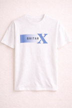 WHITE "X GUITAR" PRINT T-SHIRT FOR MEN