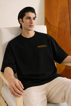 BLACK "CHEERFULL" PRINT T-SHIRT FOR MEN