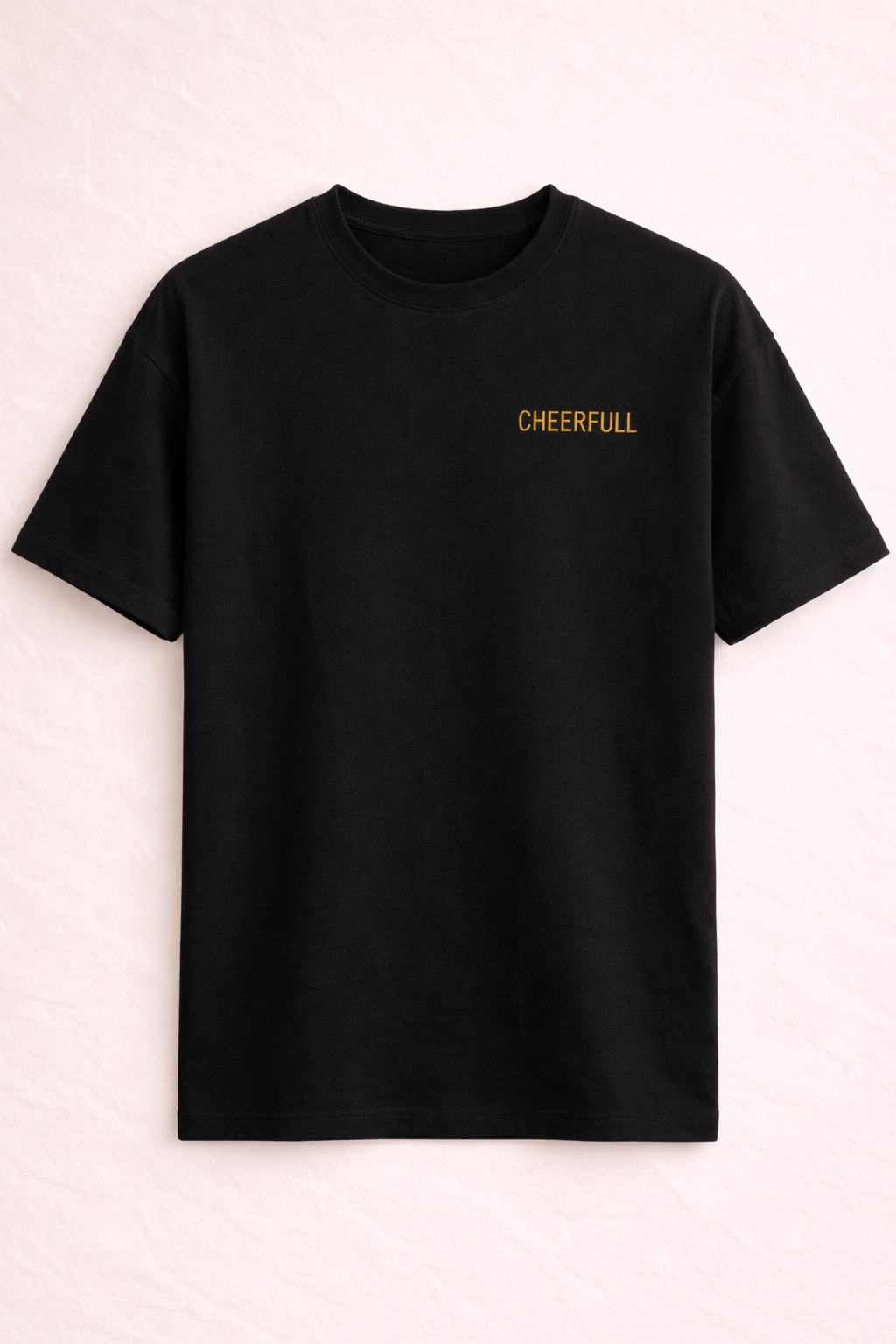 BLACK "CHEERFULL" PRINT T-SHIRT FOR MEN Secondary image