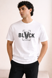 WHITE "BLACK" PRINT T-SHIRT FOR MEN