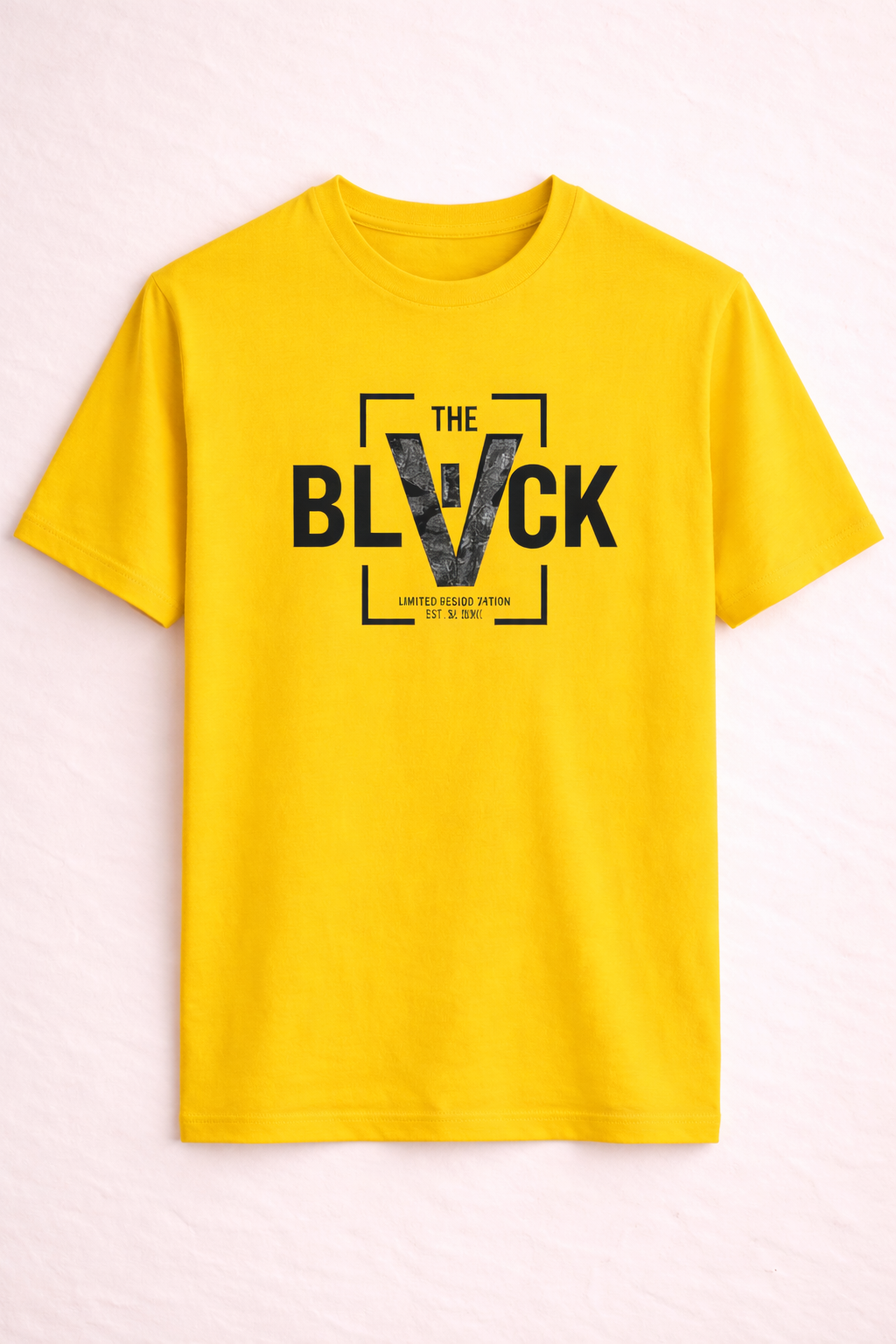 YELLOW "BLACK" PRINT T-SHIRT FOR MEN