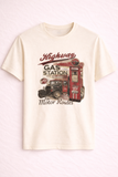 CREAM "GAS STATION" PRINT T-SHIRT FOR MEN