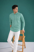 SEA GREEN KURTI STYLE - PREMIUM QUALITY CASUAL SHIRT FOR MEN