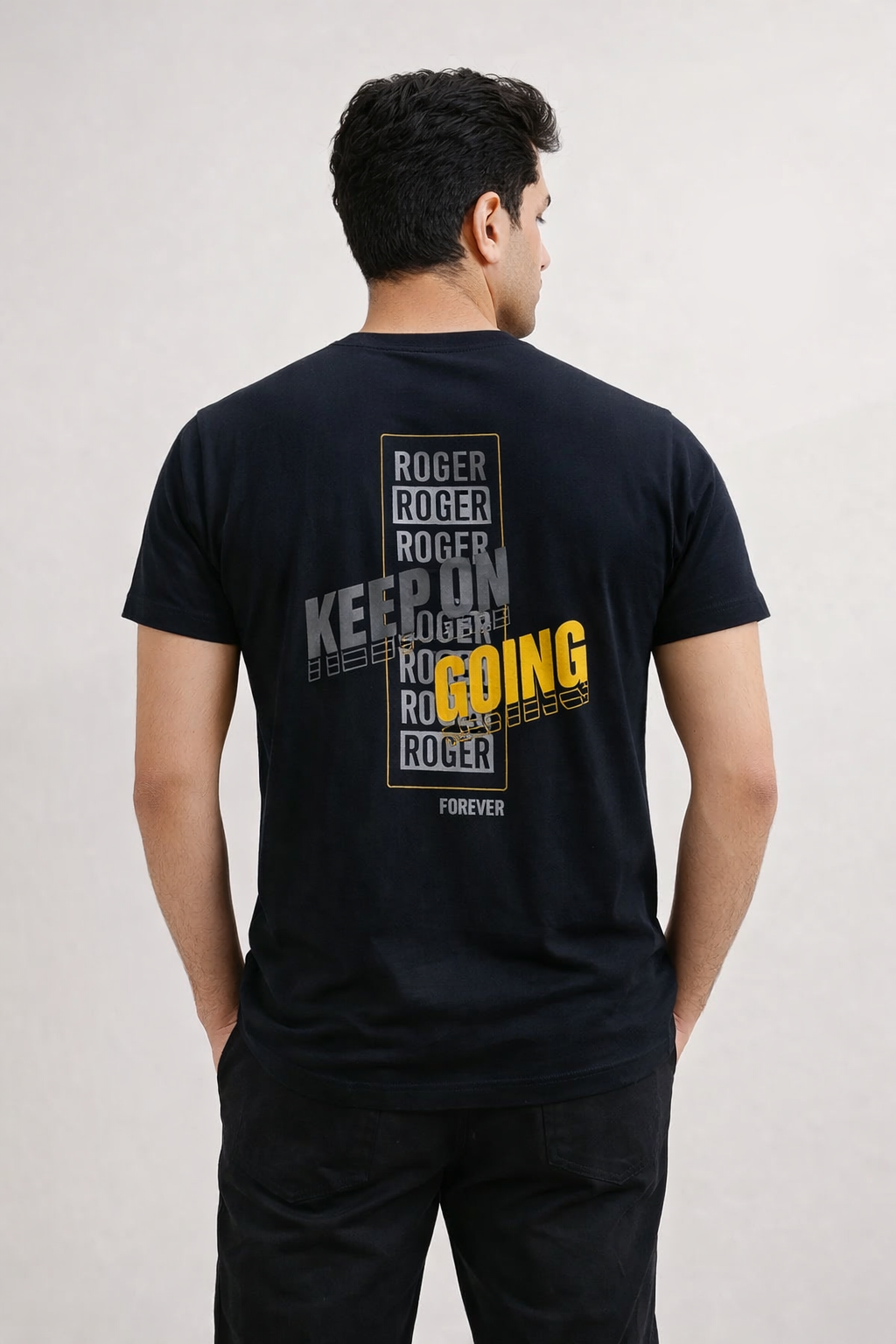 NAVY BLUE "KEEP ON GOING" PRINT T-SHIRT FOR MEN Main image