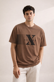 BROWN "X GUITAR" PRINT DROP SHOULDER T-SHIRT FOR MEN