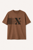 BROWN "X GUITAR" PRINT DROP SHOULDER T-SHIRT FOR MEN