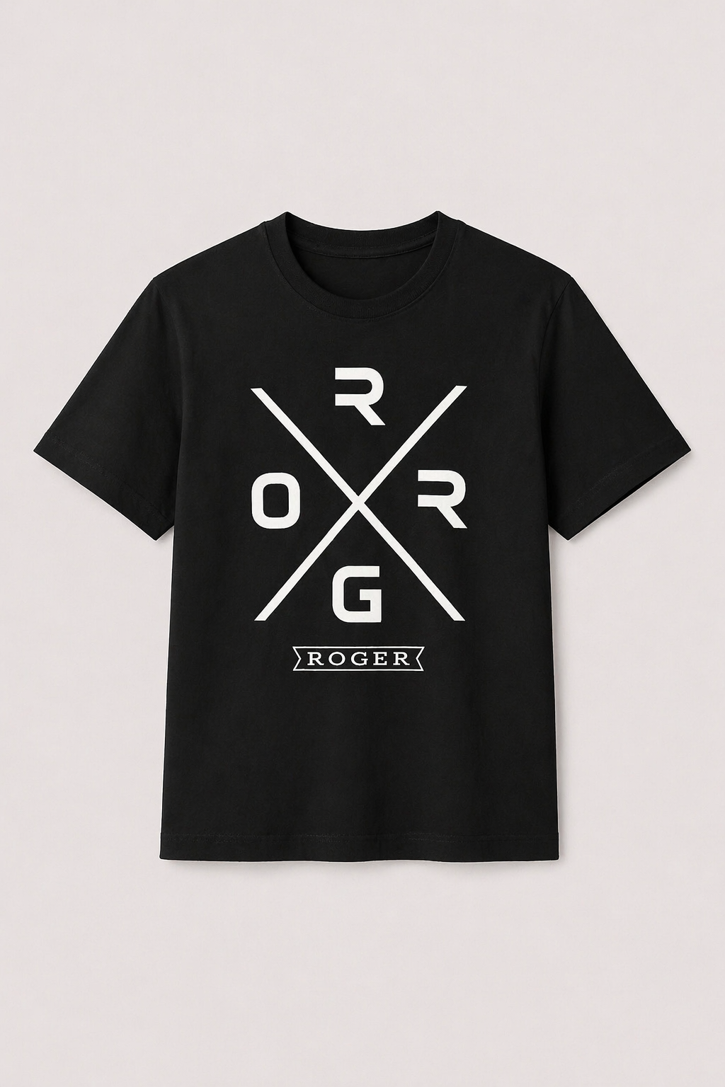 Black "ROGER" Print T-Shirt For Men